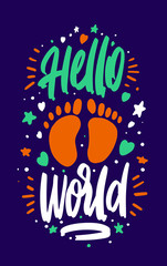 Baby shower cards with lettering. Hello world