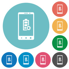 Fototapeta premium Mobile battery settings flat round icons