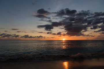 Fototapeta na wymiar Dramatic sky sunset at indian ocean landscape