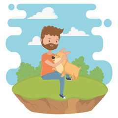 Boy with dog cartoon design