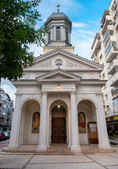 Obraz premium Orthodox church on Victoriei street,in Bucharest,Romania
