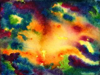 abstract sky colorful background space blue red yellow watercolor