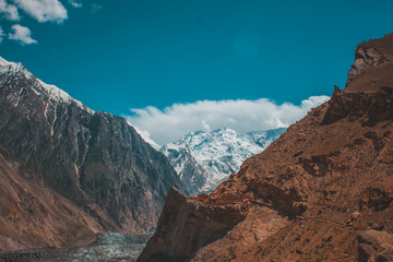 Obraz premium A beautiful view of Glacier at Hoper, Hunza Valley, Pakistan