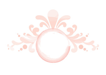Luxury watercolor pink floral logo vector. Round watercolor frame icon isolated on a white background. Delicate feminine design element. Wedding pink symbol
