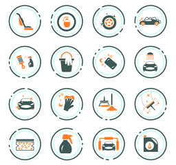 Car wash shower service icons set