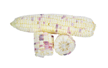 set of fresh purple corn isolated on white background