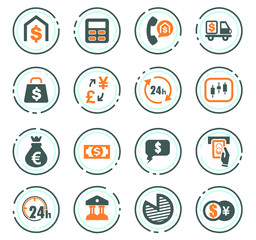 Currency exchange icons set