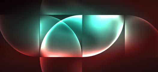 Dynamic lines and shapes, glass neon glowing effect. Modern neon glow geometric shapes, great design for any purposes