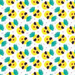 Seamless pattern with colorful pineapples.