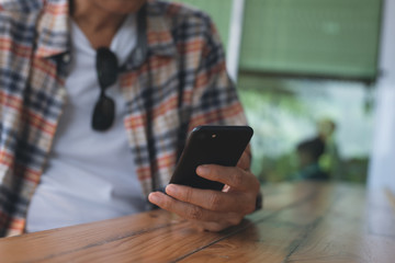 Man using smartphone