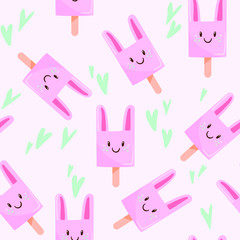 Ice cream cute rabbit pattern background vector illustration