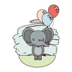 cute elephant with balloons helium