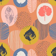 Tischdecke Nahtloses Muster des abstrakten Herbstes mit Blättern Auch im corel abgehobenen Betrag. Vektorhintergrund für verschiedene Oberflächen. © Nadia Grapes