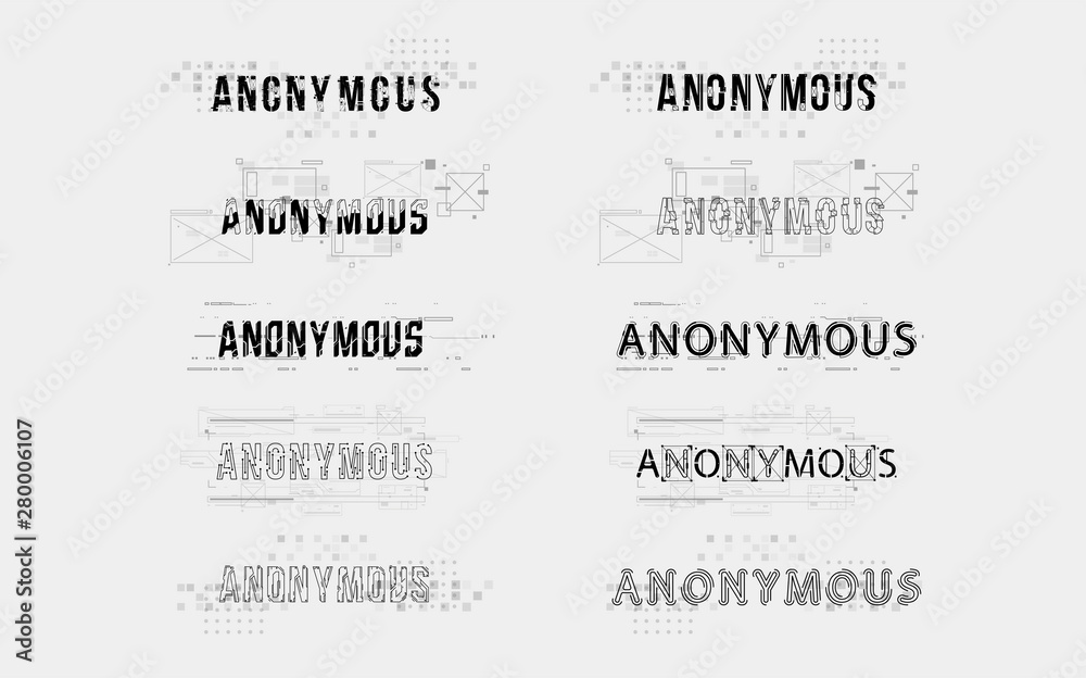 Fototapete Anonymous. Conceptual Layout with HUD elements for print and web. Lettering with futuristic user interface elements.