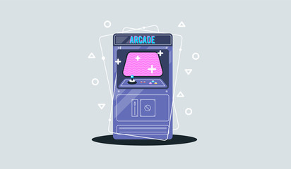 Retro arcade game machine. Vector illustration. - obrazy, fototapety, plakaty