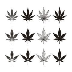 Silhouette Vintage retro cbd cannabis marijuana hemp leaf farm cultivation logo design - obrazy, fototapety, plakaty