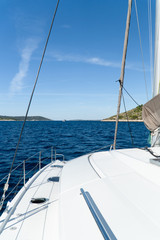 Fototapeta na wymiar Catamaran sailing at sea in Croatia, Europe