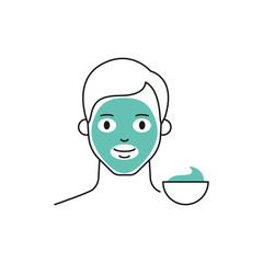 Beauty treatment - facial mask vector icon, male character