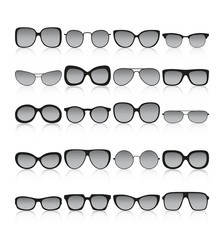 Sunglasses icon set. Different spectacle frames and shapes