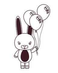 silhouette of cute bunny balloons of helium