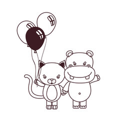 cute animals with balloons helium