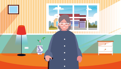 cute grandma in the living room home