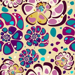 Decorative shell, vector image, symbol, amulet. Seamless pattern.