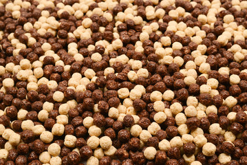Chocolate corn flakes  as a background.