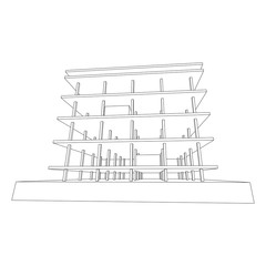 Building under construction. Build house construct in process. Wireframe low poly mesh vector illustration