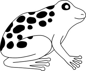 Bull Frog Vector Line Art Animal Wildlife Cartoon reptile Illustration Black and White