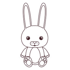 silhouette of cute bunny for baby card on white background