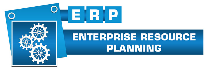 ERP - Enterprise Resource Planning Blue Squares Symbol Horizontal 