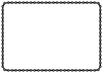 Vector black bike chain. A4 frame line with rounded corners. Isolated on white background.