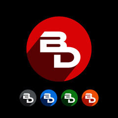 BD Letter Black Background Circle Shape Logo