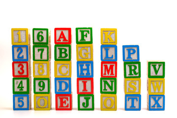Stacks of colorful Alphabet wooden block for learning