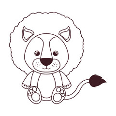 cute lion for baby card on white background