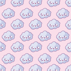 pattern of cute clouds kawaii style
