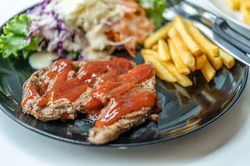 Black pepper pork steak