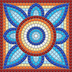 Ancient mosaic ceramic tile pattern.
