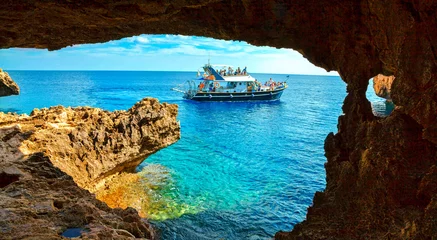 Foto op Canvas Sea cave near Cape Greko of Ayia Napa and Protaras on Cyprus island, Mediterranean Sea. © Vladimir Sazonov