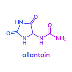 Allantoin chemical formula on white background