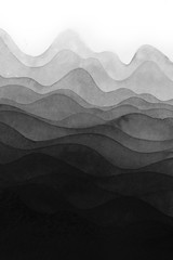 Graphic design element with flowing ink texture, hand drawn on isolated white background