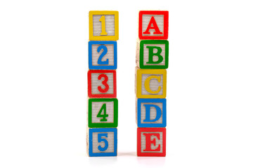 Stacks of colorful Alphabet wooden block for learning