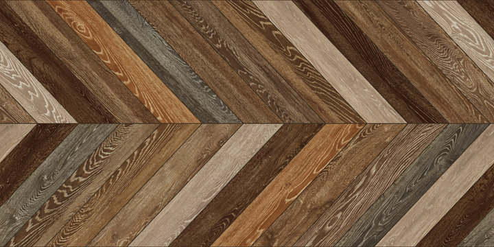 Seamless wood parquet texture horizontal chevron various brown