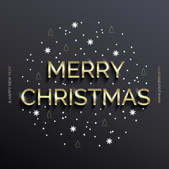 Fototapeta na wymiar Golden text on black background. Merry Christmas