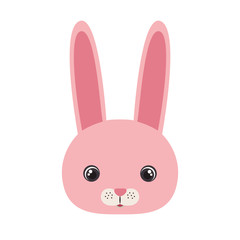 head of bunny for baby card with white background