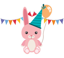 cute bunny with helium balloon