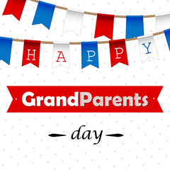 Happy Grandparent Day, vector illustration. Design with flags and garland. Eps10