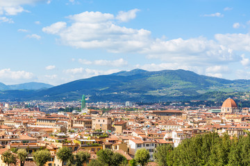 View of Florence with mountains