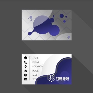 Dark blue color business card template front and back image graphic icon logo design abstract concept vector stock. Can be used as a symbol related to promotion or profile